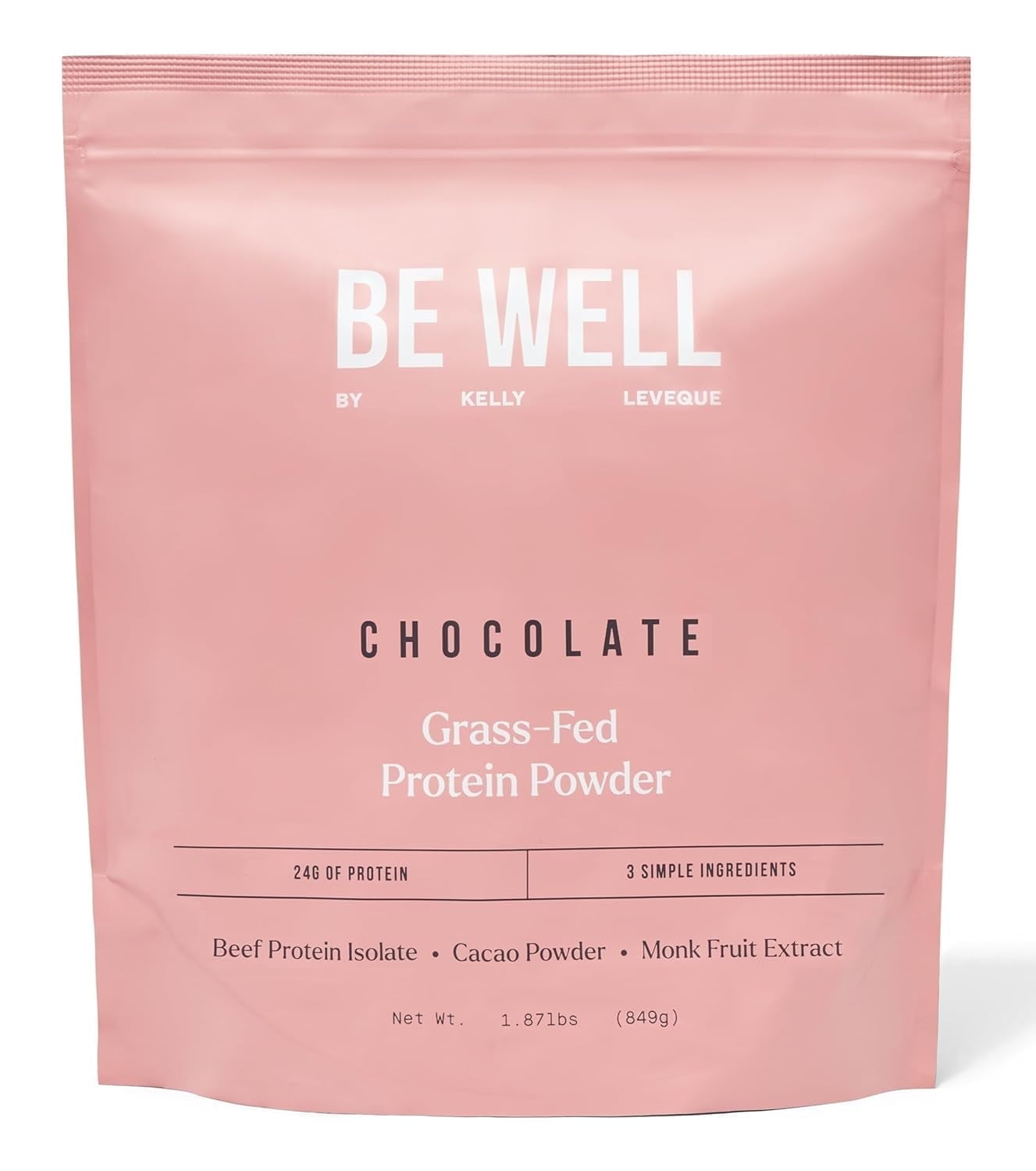 Be Well by Kelly Chocolate Grass-Fed Beef Protein Powder, 24G Protein, 1G Net Carbs, 1.87 lb