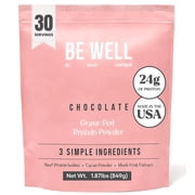 Be Well By Kelly Grass-Fed Beef Protein Powder, Chocolate, 24G Protein, 1G Net Carbs, Keto, Paleo, Carnivore, Gluten-Free, 1.87 lbs deal from Walmart