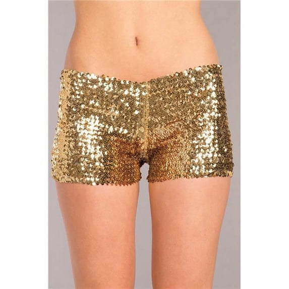 Be Wicked BW1676GD M Sequin Booty Shorts, Gold - Medium