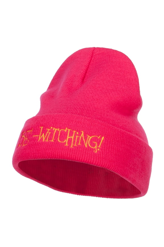 Be Witching Embroidered Long Beanie - Magenta OSFM