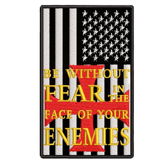 Be Without Fear Black and White US Flag Embroidered DIY Iron on or Sew-on Decorative Patch Badge Emblem Appliques 2A Military Tactical Series