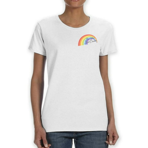 Be You But Cooler Pocket Quote Rainbow Graphic  Women White T-Shirt, Female Medium