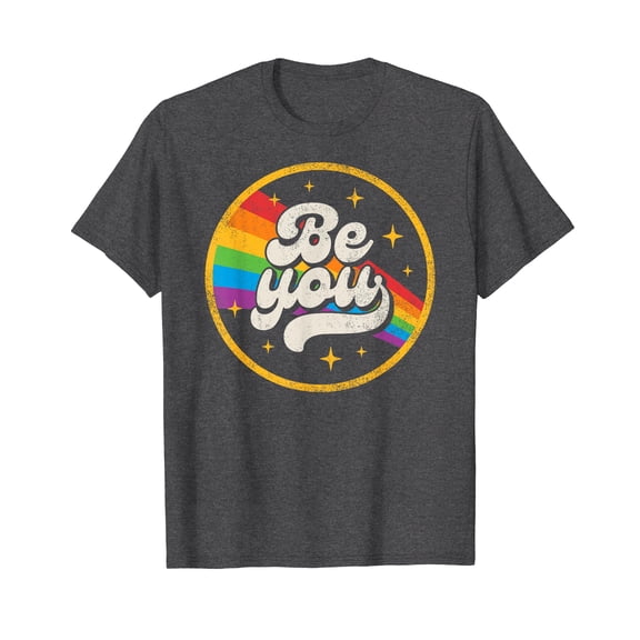 Be You Pride LGBTQ Gay LGBT Ally Rainbow Flag Retro Galaxy Funny Cute Colorful Unisex T-Shirt