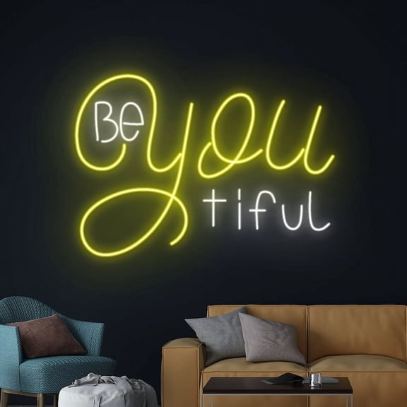Be You Tiful Neon Sign, Be You Tiful Led Light, Beautiful Neon Light, Home Decor
