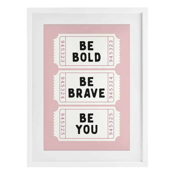Stupell Industries Be You Uplifting Tickets White Framed Print Under Glass, design by Lettered and Lined, 23 x 17