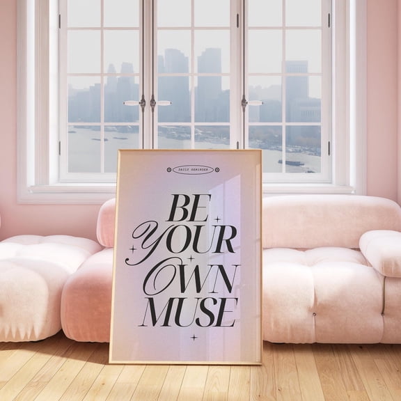 Be Your Own Muse Quote Collage Stye Girly Pink Aesthetic Wall Art Poster, Unframed Size 12x18