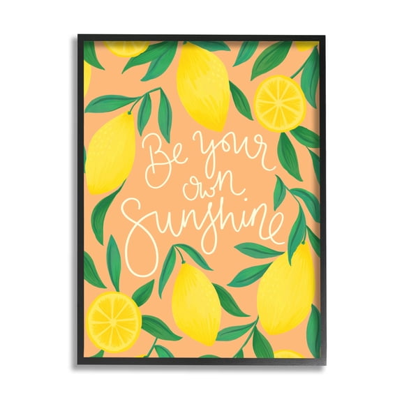 Be Your Own Sunshine Lemon Fruits Inspirational Graphic Art Black Framed Art Print Wall Art