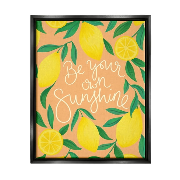 Be Your Own Sunshine Lemon Fruits Inspirational Graphic Art Jet Black Framed Art Print Wall Art