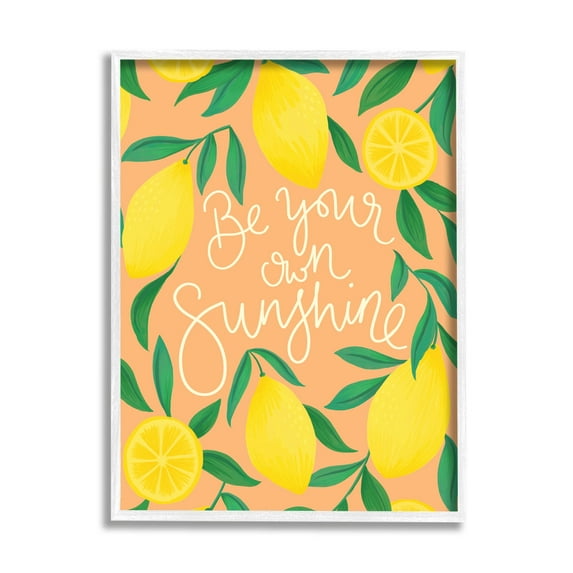 Be Your Own Sunshine Lemon Fruits Inspirational Graphic Art White Framed Art Print Wall Art