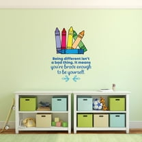 Be Yourself Crayons School Quote Cartoon Quotes Decors Wall Sticker Art Design Decal for Girls Boys Kids Room Bedroom Nursery Kindergarten Home Decor Stickers Wall Art Vinyl Decoration (20x18 inch)