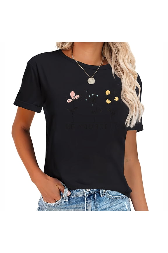 Be Yourself Dandelion Flower Yoga-Outfit Gift Woma Women's Fashion Tops with Personality, Show Off Your Style with Graphic Tees