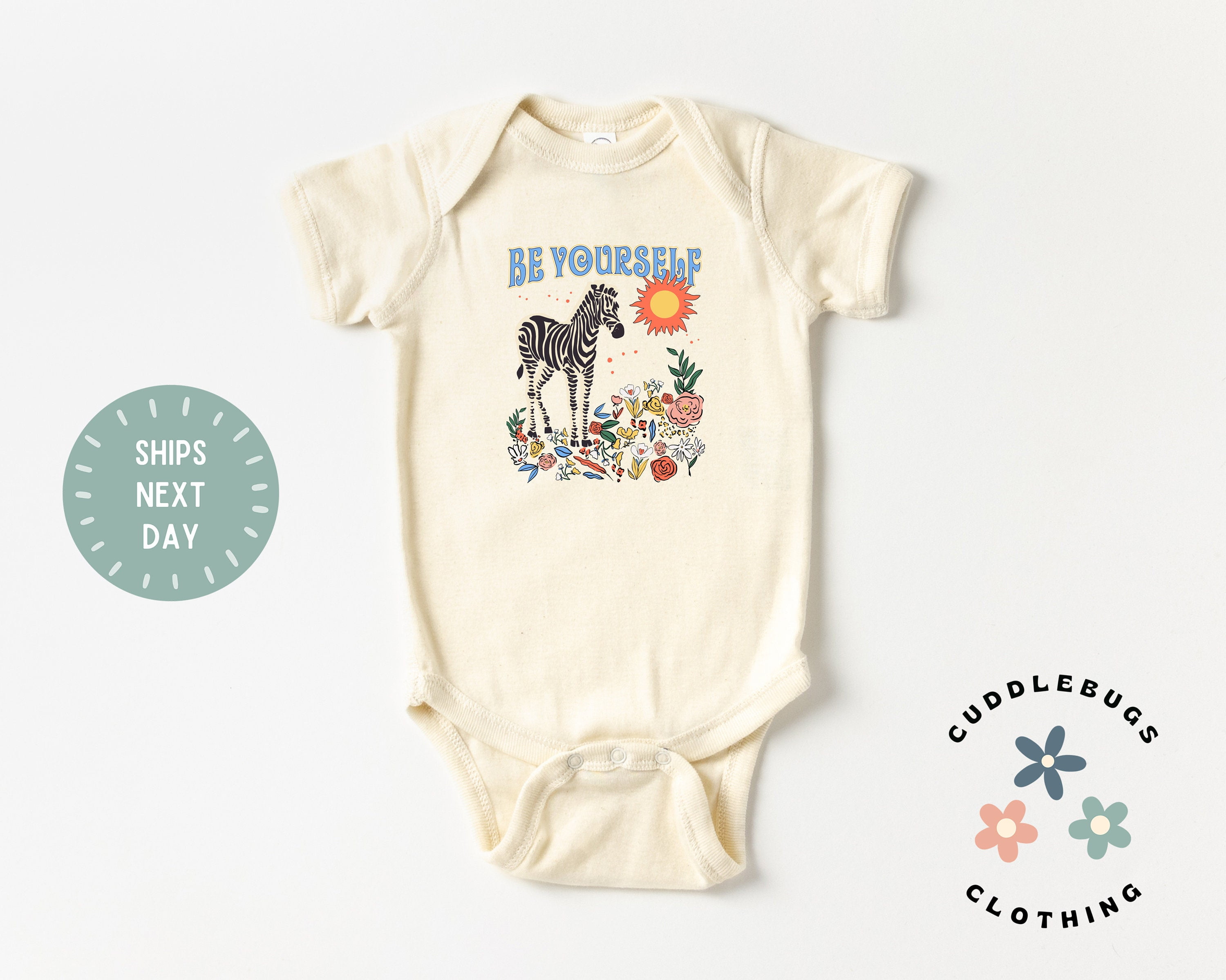 Inktastic Friendly Zebra Baby Bodysuit – Cute Striped One-Piece For Newborns & Infants