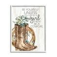 thumbnail image 1 of Be Yourself Or A Cowgirl Floral Boots Botanical & Floral Graphic Art White Framed Art Print Wall Art, 1 of 8