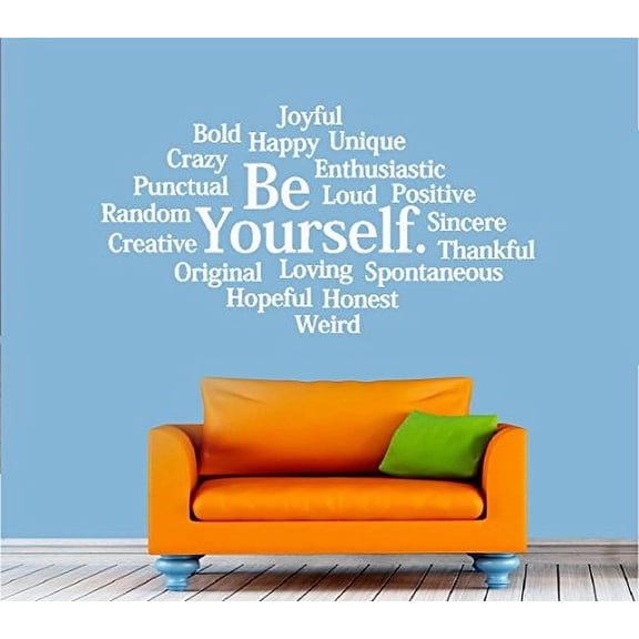Be Yourself " Subway Art words ~ Wall or Window Decal 20" x 30" (White)