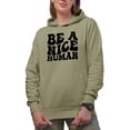 thumbnail image 1 of Be a Nice Human Quote, Groovy Retro Wavy Text Merch Gift, Sand Hooded Sweatshirt or Hoodie, 3XL, 1 of 5