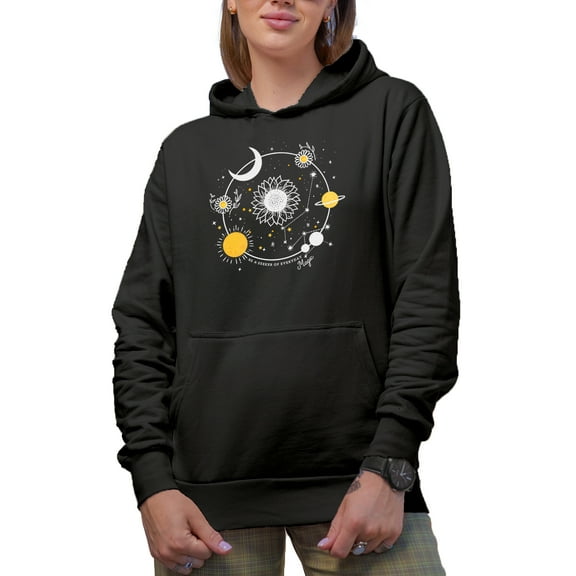 Be a Seeker of Everyday Magic, Boho Mystical & Celestial Inspired Art Merch Gift, Black Hooded Sweatshirt or Hoodie, Medium