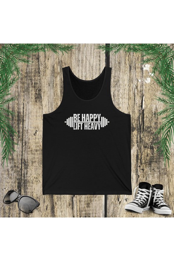 Be happy lift heavy Weightlifter cute gym lover workout Jersey Tank