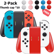 E EYAFA Joy Con Comfort Grips for Nintendo Switch Controller and 4 Thumb Caps (Blue/Red) 2-Pack