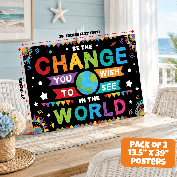Be the Change you Wish 2 Pack 13.5"x39" Motivational Posters and Charts