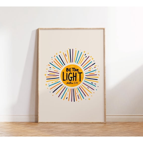 Be the Light Matthew Bible Verse Christian Wall Decor, Unframed Paper Poster 8x10in