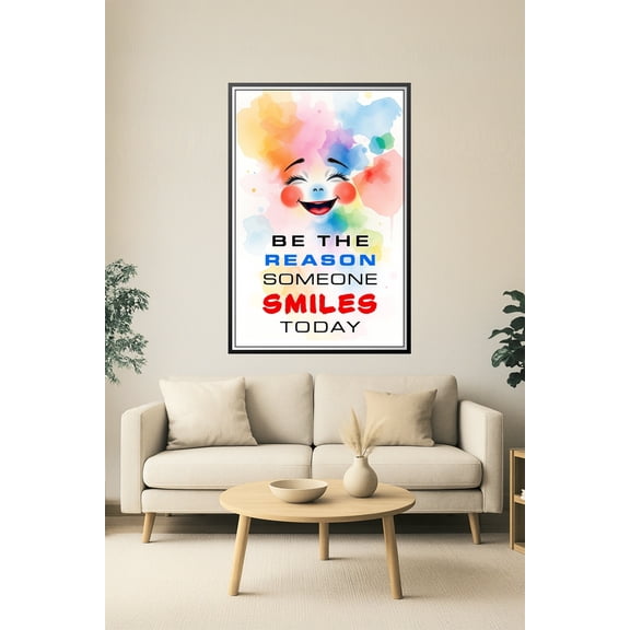 Be the Reason Someone Smiles Today – Colorful Motivational Quote Poster – Cheerful Wall Art 【Photo Paper】