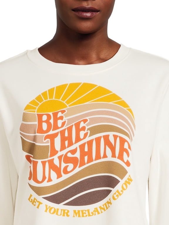 Be the Sunshine Women's Juniors Graphic Sweatshirt with Long Sleeves, Sizes XS-3XL