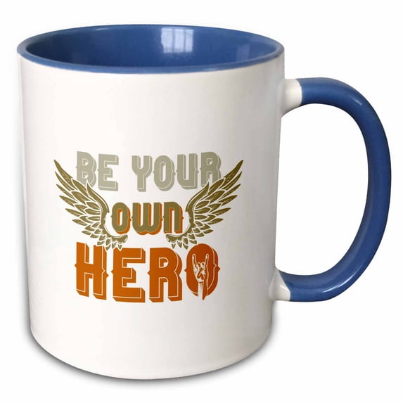 Be your own hero decorative motivational text 11oz Two-Tone Blue Mug mug-294634-6