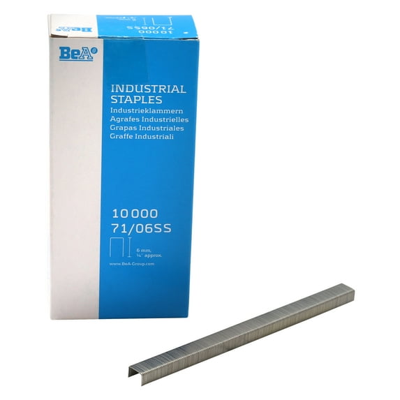 BeA 10004432 Series 71/06SS Stainless Steel Staples 1/4" deep 20 boxes of 10,000 per box