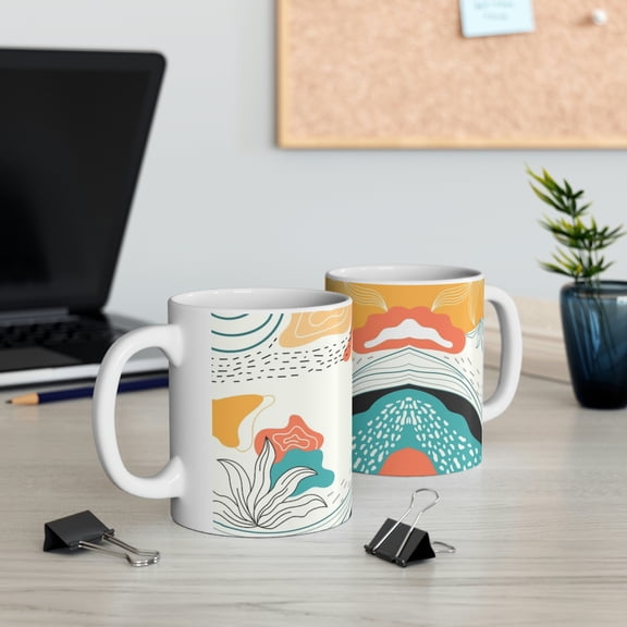 BeABetterHumanStore 11fl oz White Ceramic Best Floral Cool Latte Unique Coffee Designer Mugs Tea Cups