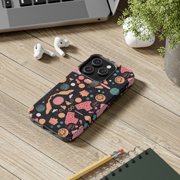 BeABetterHumanStore Apple iPhone 14 Pro Max Plus Tough Phone Case Doodle Abstract Art