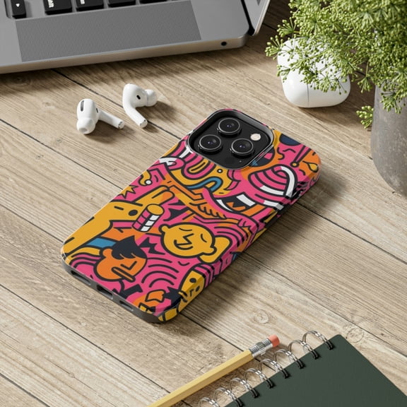BeABetterHumanStore Apple iPhone 14 Pro Max Plus Tough Phone Case Doodle Designer