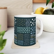 BeABetterHumanStore Ceramic 11fl oz Best Green Doodle Latte Unique Coffee Designer Mugs Dishwasher Safe