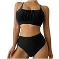 thumbnail image 1 of BeAi Black Swimsuits for Women With Shorts Sexy Bathing Suits for Women Two Piece Womens Plus Size Swimwear Tummy Control Beachwear Skirts for Women 2025 Ruffled V Neck Lace Up Previous Orders, 1 of 5