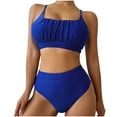thumbnail image 1 of BeAi Sexy Swimsuit for Women Tummy Control Bikini Sets for Women Trendy Swimwear Sexy Tankini Top Ruffled V Neck Lace Up Previous Orders, 1 of 6