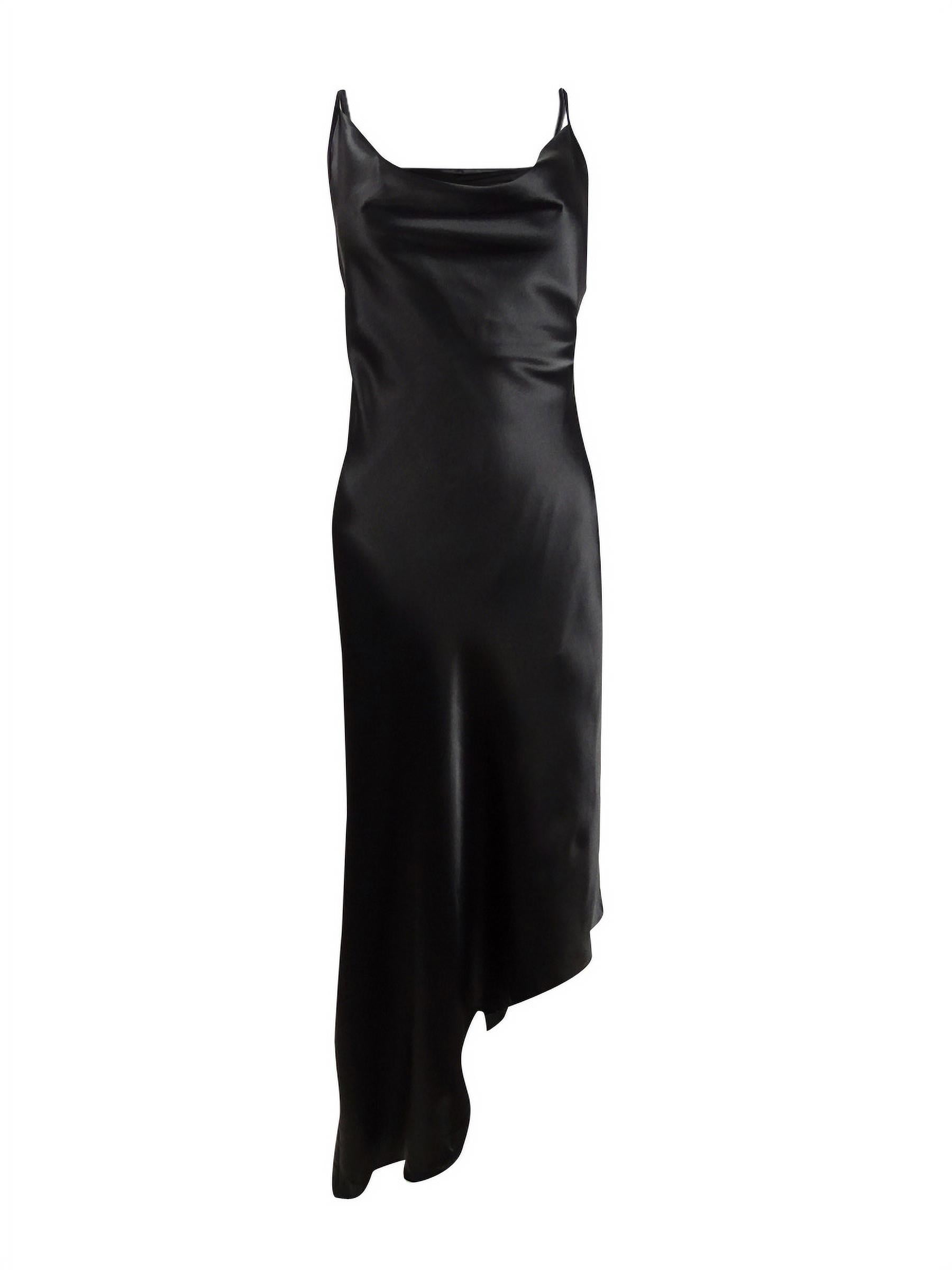 bebe black silk dress Solid Satin Sharkbite Dress main image 1