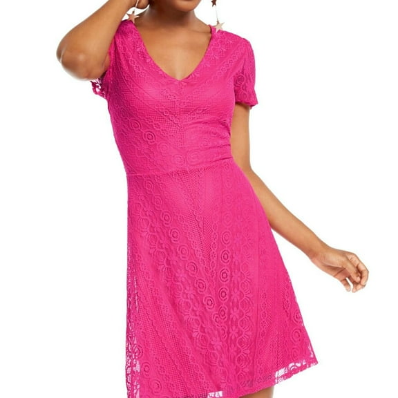 BeBop Womens Lace A-line Dress, Pink, Juniors, Large
