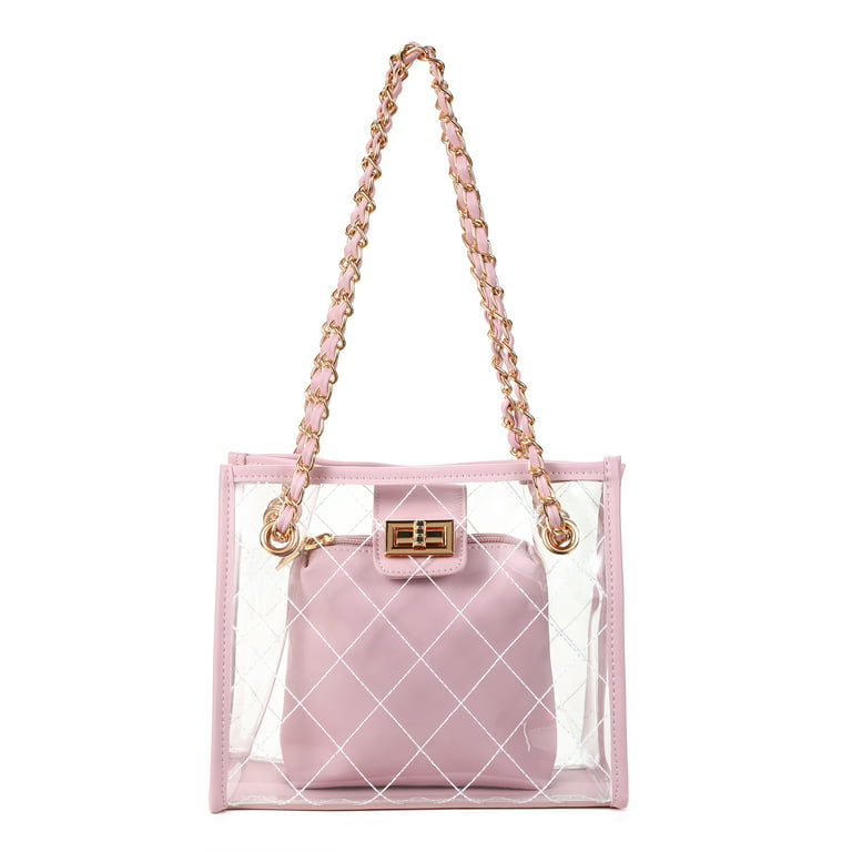Transparent Bag with Chain Details - White