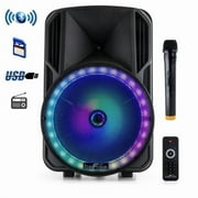 BeFree Sound 12 in. Bluetooth Rechargeable Portable Pa Party Speaker with Reactive LED Lights