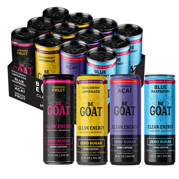 BeGOAT Clean Energy Zero Sugar Variety Pack, 12 oz (Mixed 12 Pack)
