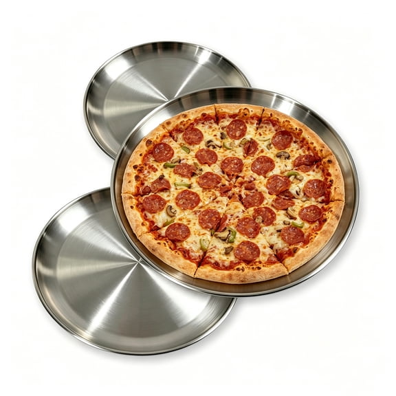 BeGrit 3-Piece Stainless Steel Pizza Pan Set - 8, 10, 12 Inch Non-Stick Baking Tray for Oven