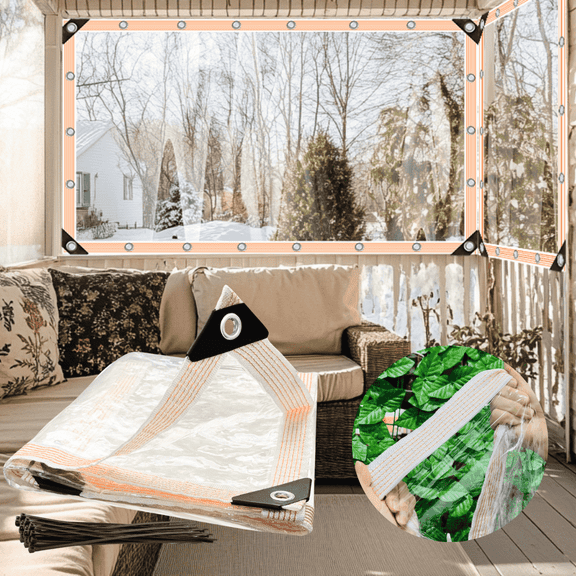 BeGrit Clear Tarp Heavy Duty 6.5x16.5 FT Clear Waterproof Tarps 12Mil Thick Anti-Tear PVC Vinyl Tarpaulin Enclosure with Grommets for Porch,Patio,Yard,Gazebo