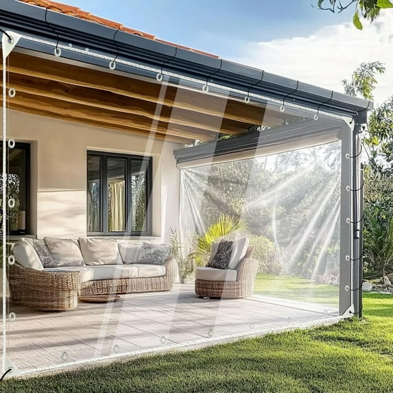BeGrit Clear Vinyl Tarps Heavy Duty Waterproof PVC Clear Tarp with Grommets Transparent Tarpaulin 6.5'x6.5'