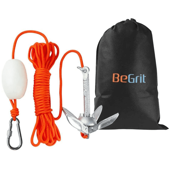 BeGrit Kayak Anchor 1.5 lb Buoy Kit Folding Grapnel Anchor Carbon Steel for Canoe