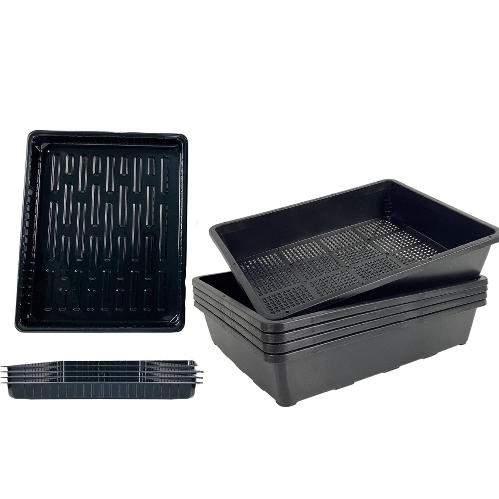 BeGrit Seed Starter Trays, 15"x12" Mesh Trays with Bases - Heavy Duty Plastic for Microgreens, Bonsai Training, Succulent Propagation (5 Packs)