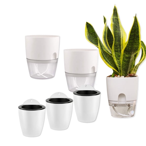 BeGrit Self-Watering Plant Pots Set, 6 inch with Visible Reservoir & 4 inch Hanging Planter for Indoor Outdoor