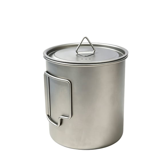 BeGrit Titanium Pot 750ml Ultralight Camping Pot with Foldable Handle, Pure Titanium Portable Cooking Pot with Lid & Mesh Bag for Backpacking Hiking Outdoor Travel