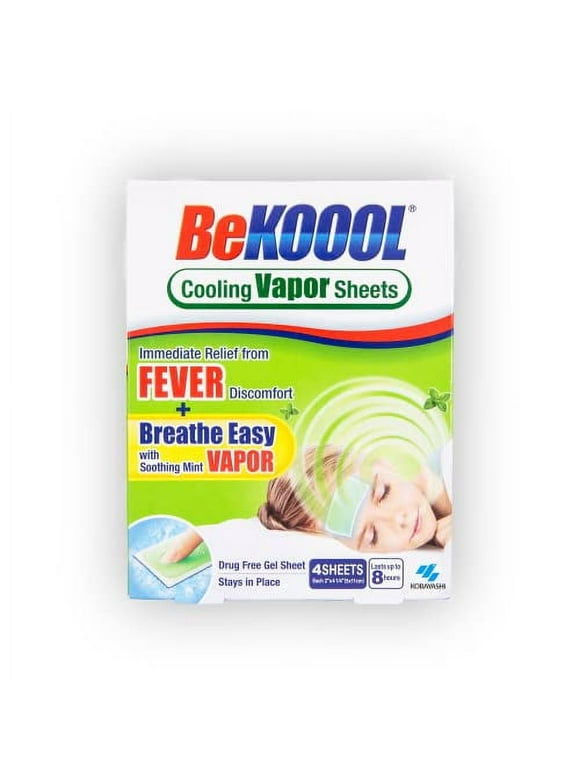 BeKOOOL Kids Fever Non-Medicated Cooling Mint Vapor Sheets | 4 Count