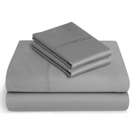 BeKind Online 20" EXTRA DEEP POCKETS 300-Thread-Count Cal King Size Silver Grey Color Organic Sheet Set 4-Piece Pure Cotton