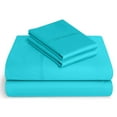 thumbnail image 1 of BeKind Online 300-Thread-Count Short Queen Size Turquoise Blue Organic Sheet Set 15" Inch Deep Pockets 4-Piece Pure Cotton, 1 of 7