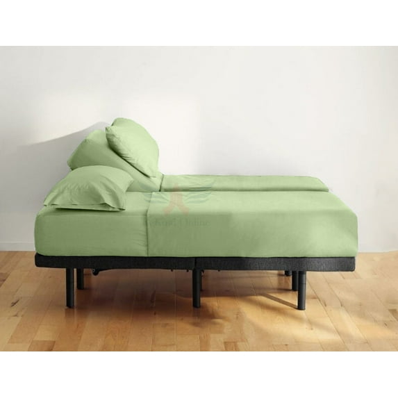 BeKind Online 5-PC Split King Organic Cotton Sheet Set for Adjustable Bed, 1000-Thread-Count, 15-Inch Deep Pockets - Sage Color